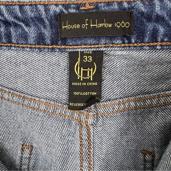 NWT House of Harlow High Rise Mom Midi Cut Off Denim Shorts Size 33/16 - Picture 3 of 7